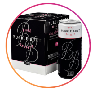 Bubble Butt Rose Seltzer is a new contender in the canned wine and hard seltzer world, and features crisp rose flavor, vibrant carbonation, and an 8.4% ABV